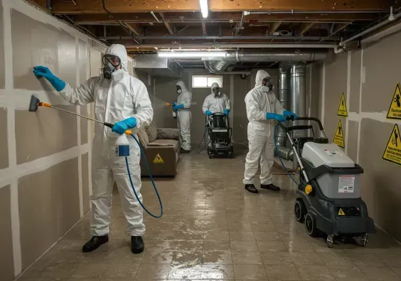 Basement Moisture Removal and Structural Drying process in Girard, OH